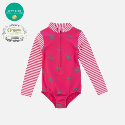 Long Sleeve Swimsuit - Neon Pink