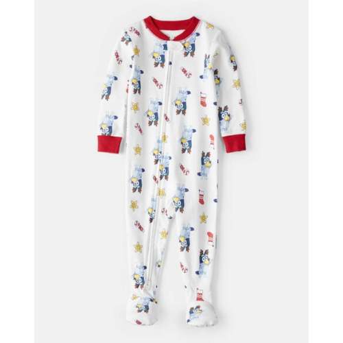 Baby Bluey™ Print 100% Cotton Long-Sleeve Snug Fit 1-Piece Pajamas - White - Carter's | Carter's