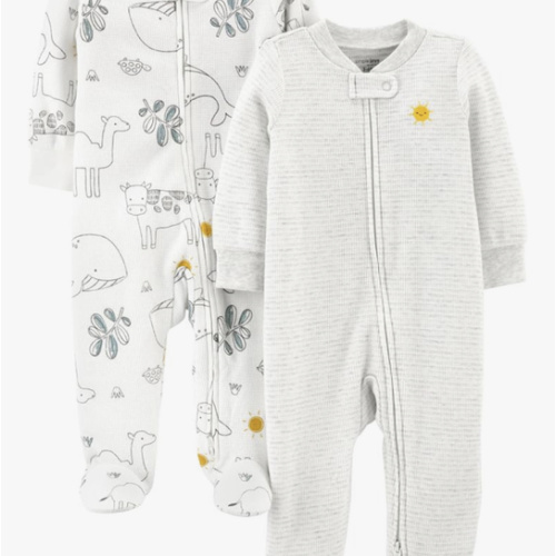 Simple Joys by Carter's Unisex Baby 2-way Zip Thermal Footed Sleep and Play, Pack of 2
