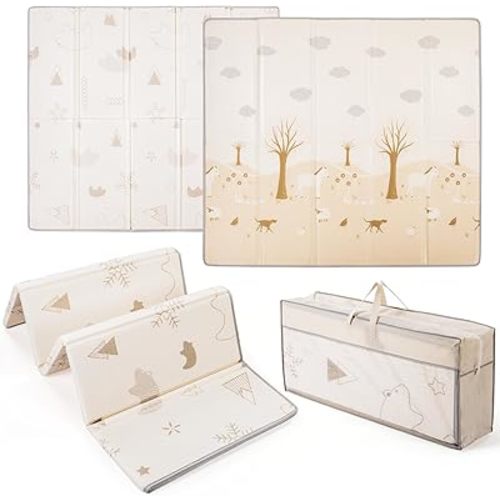 Large Baby Play Mat Foldable,0.8 Inch Waterproof Playroom,79 x 71 Playpen Mat | Outdoor Backyard Non-toxic Crawling Cushioned Infant, Folding Floormats Toddler Extra Thick Kids Playmat