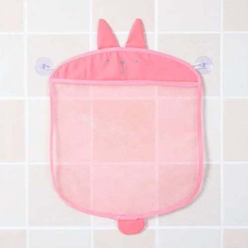 Kids Bath Toy Organizer Mesh Bag with Cartoon Animal Shapes and Suction Cup
