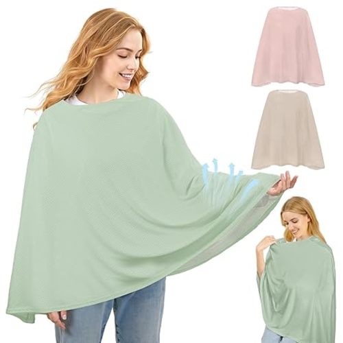 Basumee Nursing Cover for Breastfeeding Full Privacy Soft Breathable Mesh Breastfeeding Cover Multi-Use Breast Feeding Covers for Women Moms Baby Feeding Privacy Nursing Covers, Sage Green