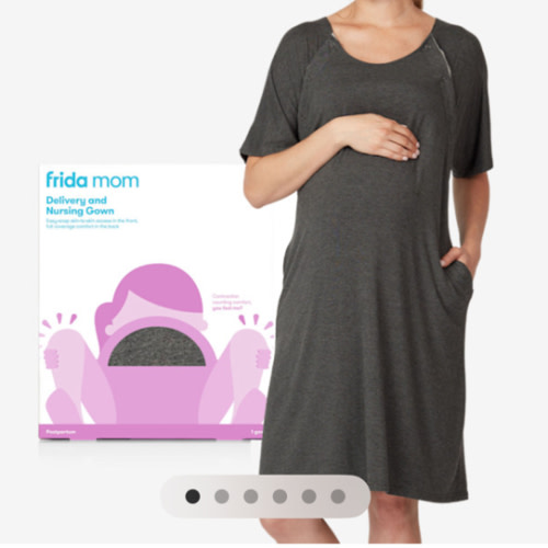 Frida Mom Labor and Delivery Gown for Hospital, Easy-Snap, Tagless Nursing Gown with Skin-to-Skin Access and Full Coverage in The Back