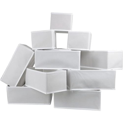 12 Pack Drawer Organizers for Clothing, Foldable Clothes Drawer Organizer for Underwear, Folded Clothes, Baby Clothing, Socks, Bra, Towels, Ties - Multi-pack Clothes Organizer Storage Box (White)