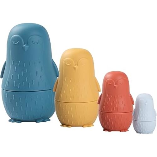 OESSUF Nesting Dolls | Russian Silicone Nesting Dolls for Toddlers | Easter Toys Matryoshka Doll Montessori Educational Toy | Penguin Stacking Nesting Doll Toys | Gift for Kids 3 Years Up