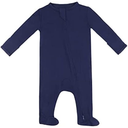 TWINOR Baby Footed Pajamas with Mittens, Soft Bamboo Viscose One-Piece Romper for Newborn Infant