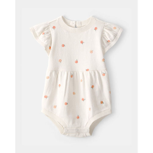 Baby Girl Peach Romper - Ivory | Carter’s Oshkosh Canada