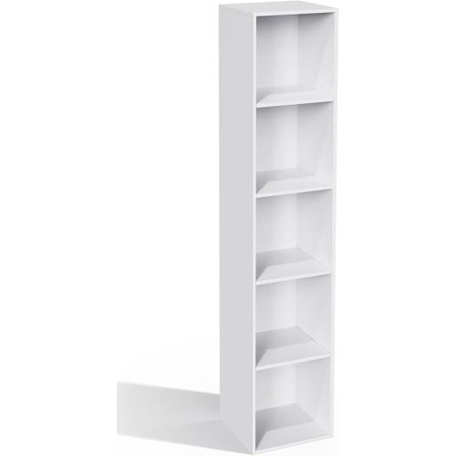 5 Cube Storage Organizer, 5 Tier Cube Low Bookcase Freestanding Storage Display Organizer, Five-Cubes Open Shelf Bookshelf for Home Office (White, 5-Cube)