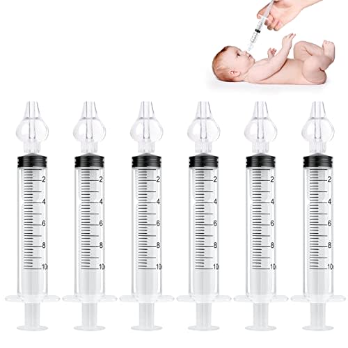 Vicloon Baby Nasal Irrigator, 6PCS Nasal Syringe for Baby, Syringe Nasal Irrigator with Cleanable and Reusable Silicone Nasal Suction Tip forIrrigation, Nasal Spray, Nasal Hygiene(Transparent)