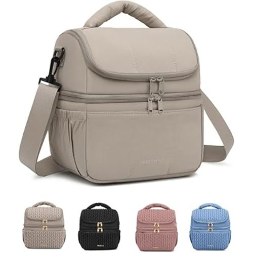 Breastmilk Cooler Bag - Large Capacity 12L & 10-Hour Insulated Bottle Cooler Bag with Detachable Divider for Tall Baby Bottles | Dual Deck Lunch Box for Women | Breast Pump Bags for Work