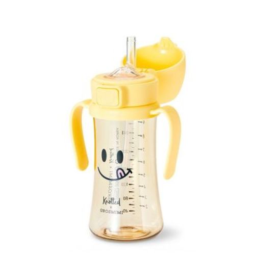 Grosmimi PPSU Straw Cup with Flip Top - 10oz (12 Months+) Stage 2 Straw Smile 10oz