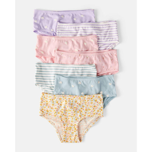 Toddler Girl 7-Pack Heart Print Brief Underwear - Blue/Purple/Pink