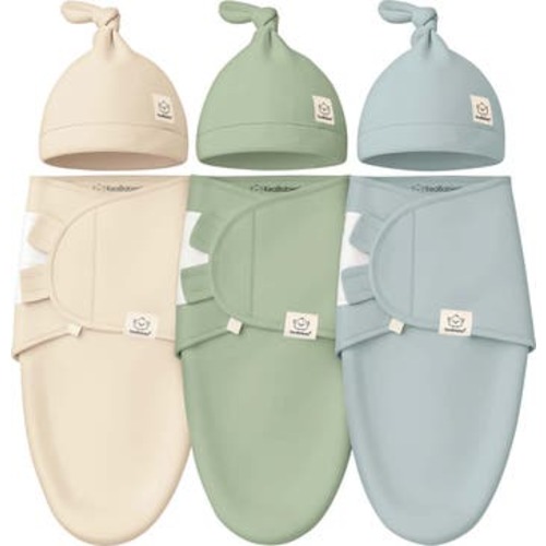3-Pack Soothe Swaddle Wraps with Knot Hats, Medium