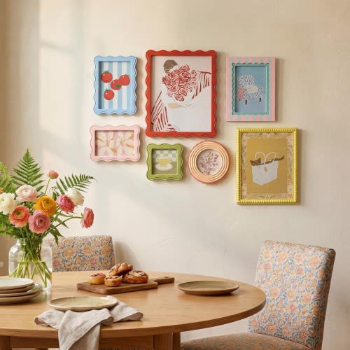Colorful Scalloped Picture Frames, Wavy Edge Photo Frame for Gallery Wall Art, Danish Pastel Room Decor, Vibrant Gift for Art Lovers