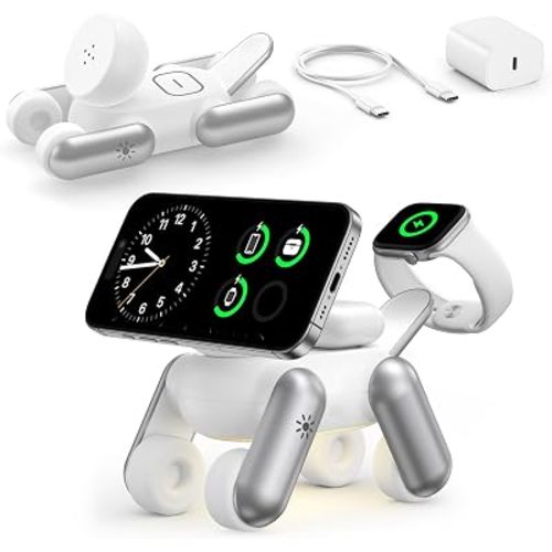 3 in 1 Charging Station for Apple Devices, Magnetic Wireless Fast Charger Stand Compatible with MagSafe for iPhone 17/16/15/14/13/12/Air Series, Apple Watch & Airpods