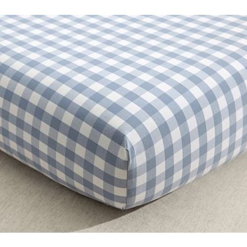Organic Gingham Crib Fitted Sheet , Chambray Blue