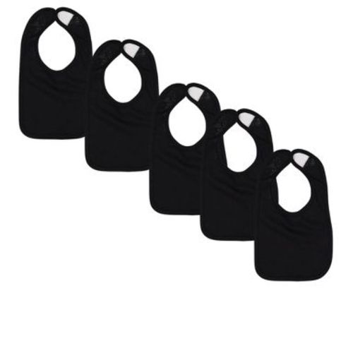EG PRO Baby Jersey Bib – Soft Cotton Drool Bibs for Newborns & Infants – 5 Pack Black One Size