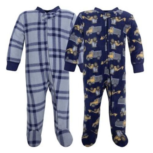Hudson Baby Infant Boys Fleece Sleep and Play, Construction Trucks, 3-6 Months