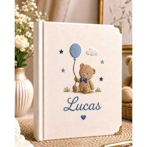 Custom Name Baby Embroidered Photo Album, Personalized Name Scrapbook, Baby Shower Gift