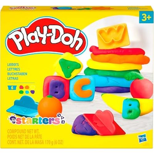 Play-Doh Fundamentals Letters with 26 Letter Stamper Tools, 6 Cans of Assort. Colors, Back to School Classroom Supplies, Kids Arts & Crafts, Preschool Toys, Ages 3+