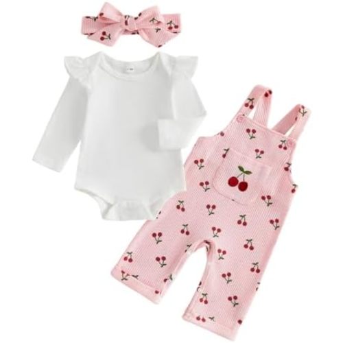 Infant Baby Girl Fall Outfits Romper Overalls Pants Set