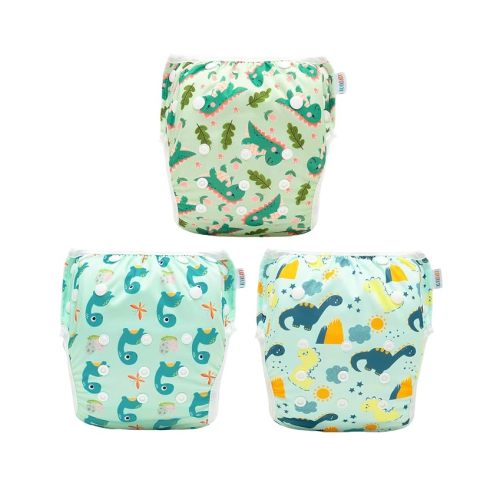 ALVABABY Swim Diapers 3pcs Baby & Toddler Snap One Size Reusable Adjustable Baby Boys' Swim Diapers for Swimming Lessons 3SWY78
