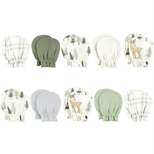 Hudson Baby Cotton Scratch Mittens, Forest Animals, 0-6 Months