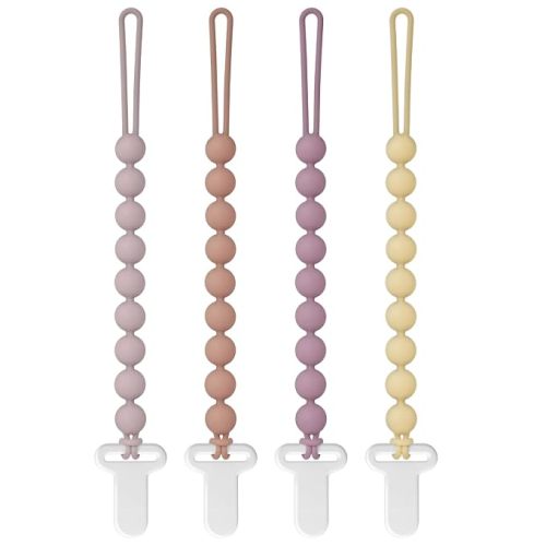 Pacifier Clips Silicone, 4-Pack Pacifier Holder Clip with Stylish Round Design, 100% Food Grade Silicone, Safe Essentials for Newborns Baby Boys and Girls