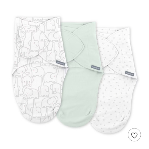 SwaddleMe by Ingenuity Baby Monogram Collection 3pk Swaddle Wrap - Elephant Dance 0-3m