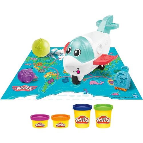 Play-Doh Airplane Explorer Starter Set, Preschool Toys for 3 Year Old Girls & Boys & Up with Jet, World Map Playmat, 3 Accessories, & 4 Modeling Compound Colors