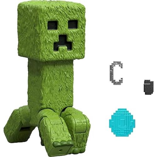 Mattel Minecraft Action Figure & Accessories Set, 4-inch Creeper Posable Character Collectible Inspired by A Minecraft Movie