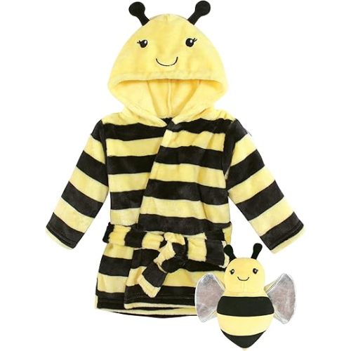 Hudson Baby Unisex Baby Plush Bathrobe and Toy Set, Bee, One Size