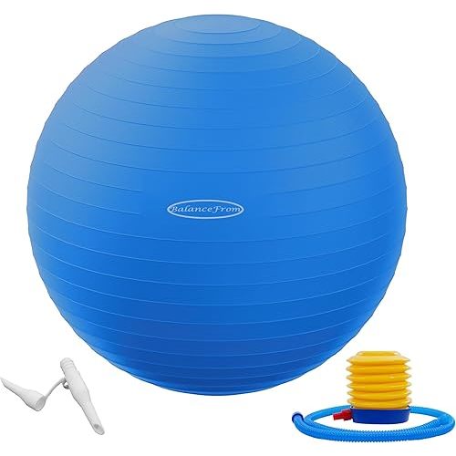 Anti-Burst and Slip Resistant Exercise Yoga Fitness Birthing Ball with Quick Pump, 2,000-Pound Capacity, Multiple Colors and Sizes