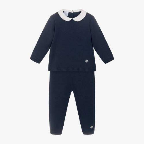 Artesanía Granlei - Boys Navy Blue Knitted Trouser Set | Childrensalon