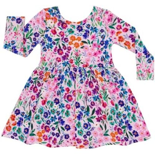 Little Sleepies Long Sleeve Twirl Bodysuit Dress - Viscose from Bamboo Baby Girl Clothes with Snaps for Easy Diaper Changes