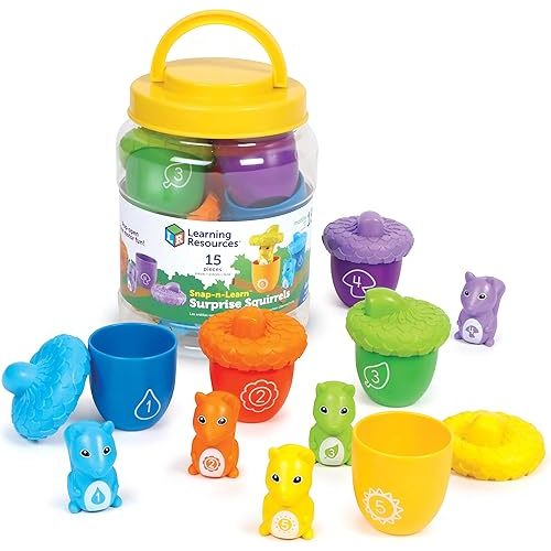 Learning Resources Snap-n-Learn Surprise Squirrels - Toddler Montessori Toys, Preschool Activities, Counting and Fine Motor Skills, Sorting and Pattering, Color Recognition, Gifts for Boys and Girls