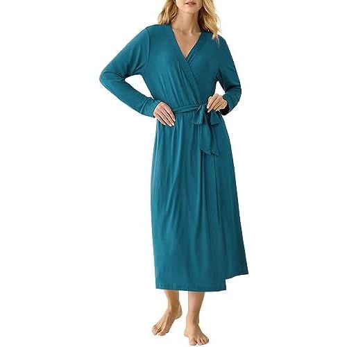 Latuza Women's Viscose Robes Long Sleeves Bathrobe with Pockets