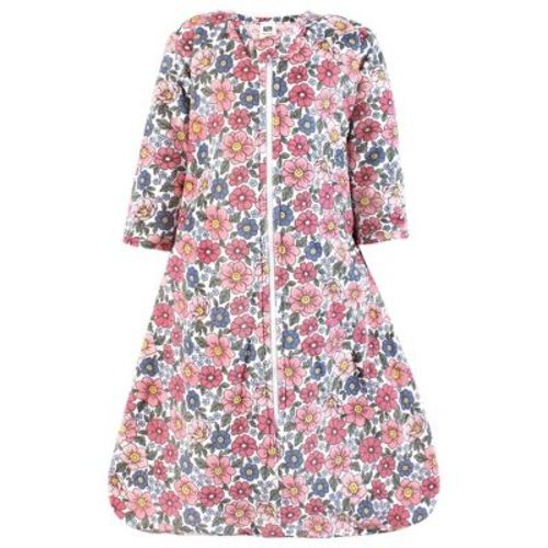 Hudson Baby Girls Long Sleeve Plush Faux Fur Sleeping Bag, Wearable Blanket, Pink Blue Pretty Floral, 6-12 Months