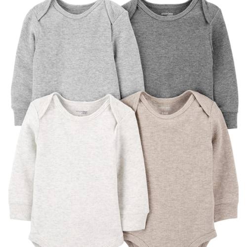 Simple Joys by Carter's Baby 4-pack Soft Thermal Long Sleeve Bodysuits