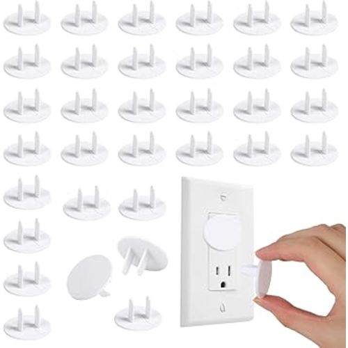 65 Pcak Outlet Plug Covers, White Baby Proof Outlet Covers, Plastic Electrical Socket Covers for Outlets, Easy Installation, Durable and Steady Wall Plug Covers for Home and Office