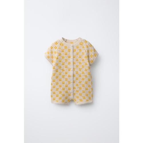 PLAID SHORT ROMPER - Ecru/Yellow | ZARA United States