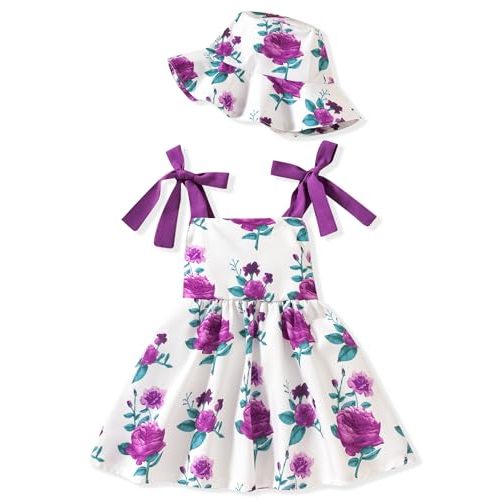Aalizzwell Infant Baby Girl Summer Backless Dress with Hat