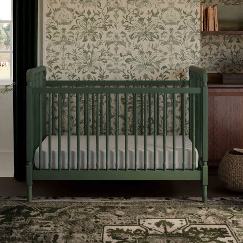 Namesake Liberty 3-in-1 Convertible Spindle Crib with Toddler Bed Conversion Kit - Forest Green