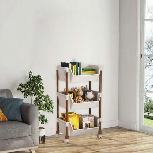 Space Saving Mobile Storage Rack with Wheels for Efficient Organization in Home Office Salon or Garage, Durable Plastic Construction in Multicolor, Easy Assembly, 32x24x68cm 32x24x95cm 32x24x122.5cm