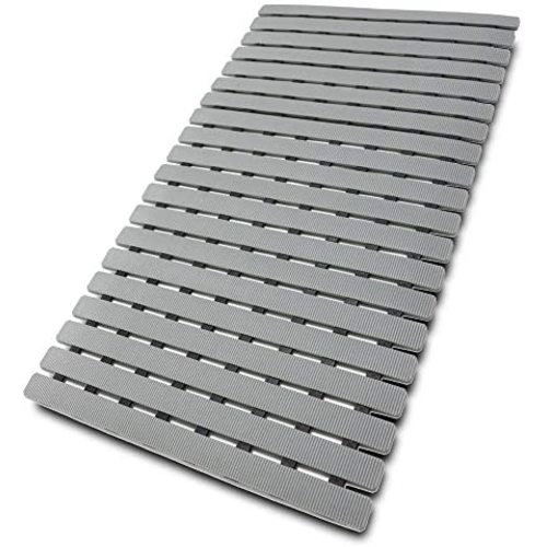 BEMISO Shower Mat Non Slip Bathtub Mat with Suction Cups and Drain Holes 27.5 x15.7 Inch Bath Mat for Tub & Shower.Easy Dry,Easy to Cut,Eco-Friendly (27.5x15.7 Grey)