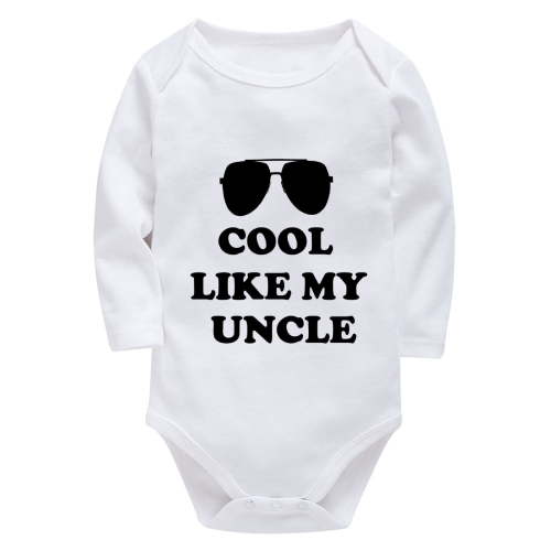 Cool Like My Uncle Unisex Newborn Outfit Long Sleeve Baby Girl Clothes Neutral White Baby Clothes Unisex 3-6 Months