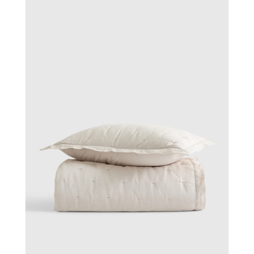 European Linen Toddler Dream Quilt & Sham Set in Sand