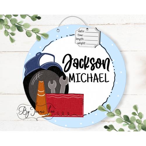 Mechanic Baby Door Hanger, Hospital Door Sign, Baby Mechanic Birth Announcement, Nursery Sign, Birth Stats Sign