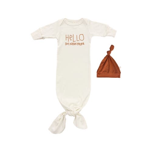 Hello I'm New Here Organic Cotton Tie Gown & Beanie Set