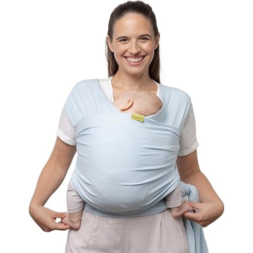 Boba Baby Wrap Carrier - Original Baby Carrier Wrap Sling for Newborns - Baby Wearing Essentials - Newborn Wrap Swaddle Holder, Newborn to Toddler Infant Sling (Serenity Light Blue)